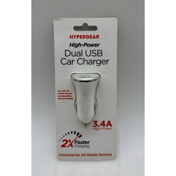 HyperGear 3.4A High-Power Dual USB‎ Car Charger Smart Chip Tech New - Picture 1 of 2